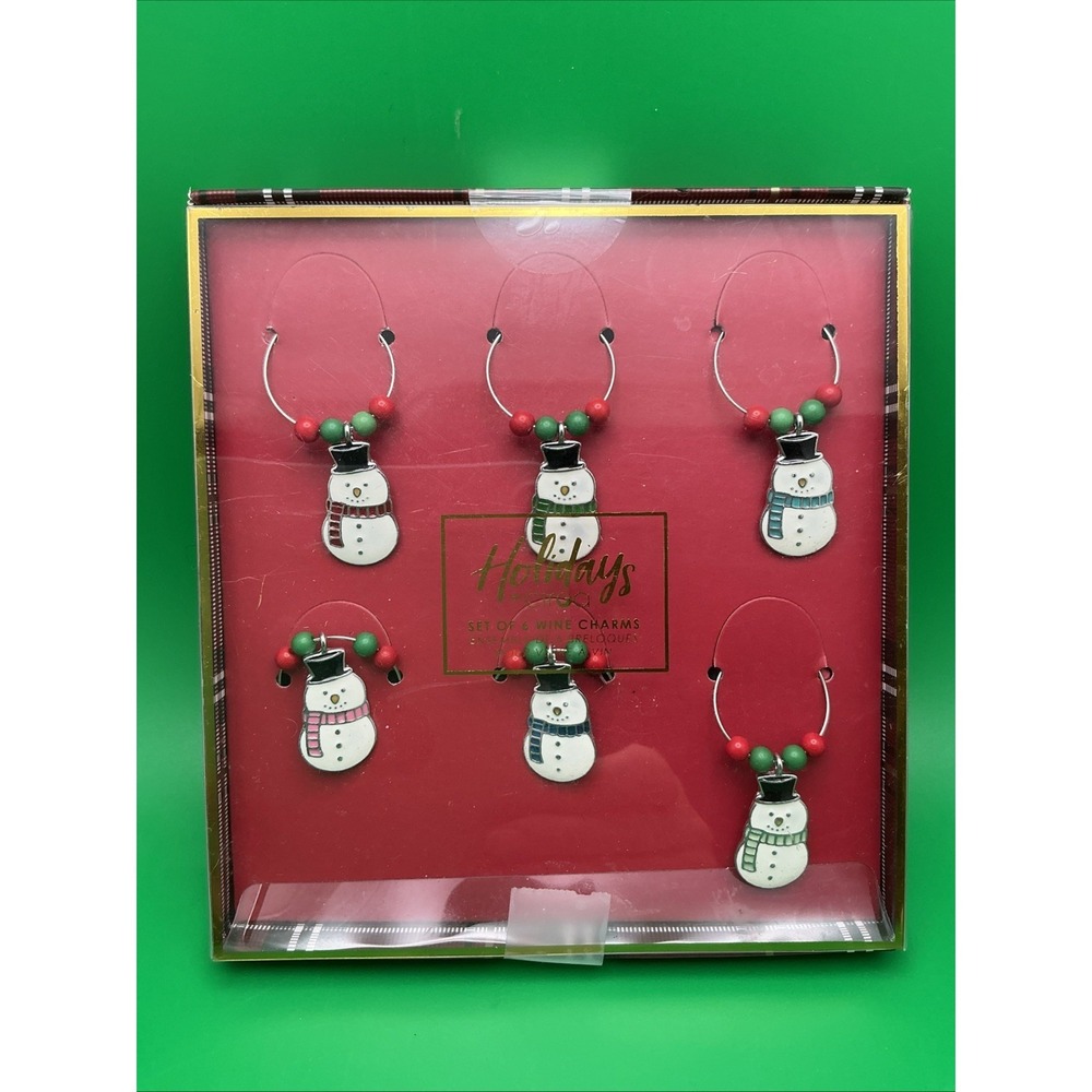 Ciroa set of 6 CHRISTMAS WINE CHARMS RED GREEN NEW